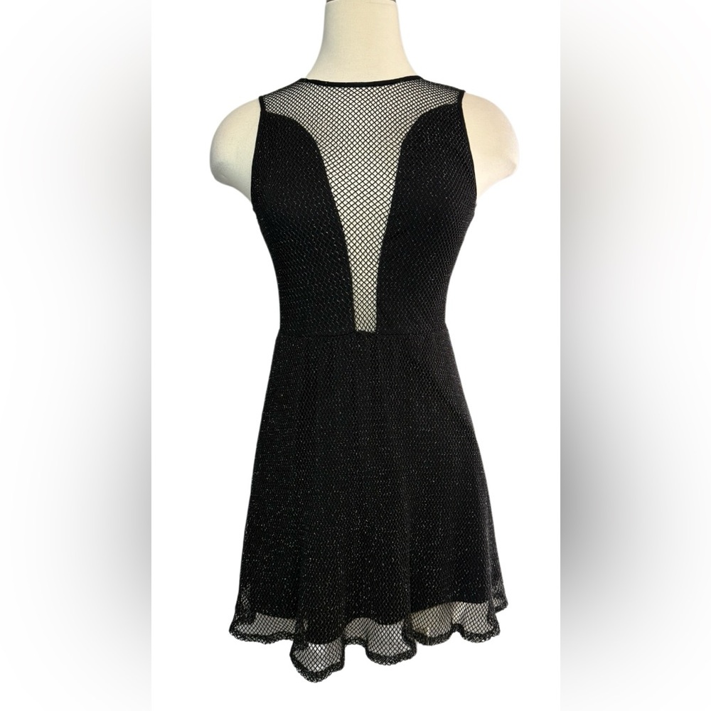 For Love & Lemons Short Black Mesh/Net Sparkly Dress Size Small
